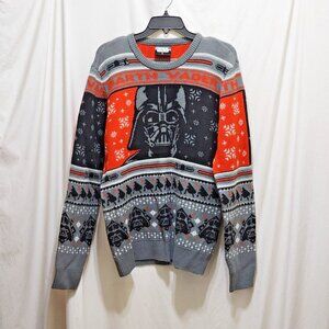 Star Wars Darth Vader Christmas Sweater Red Black Gray Snowflakes Mens Size L